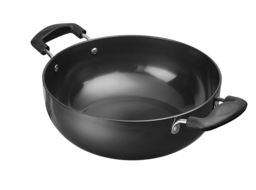 Vinod Black Pearl Hard Anodised Non Stick Deep Kadhai - 2.6 LTR, 22 cm | 3.25mm Thickness | kadai for Cooking | Metal Spoon Friendly | 2 Year Warranty | Toxin Free - Black